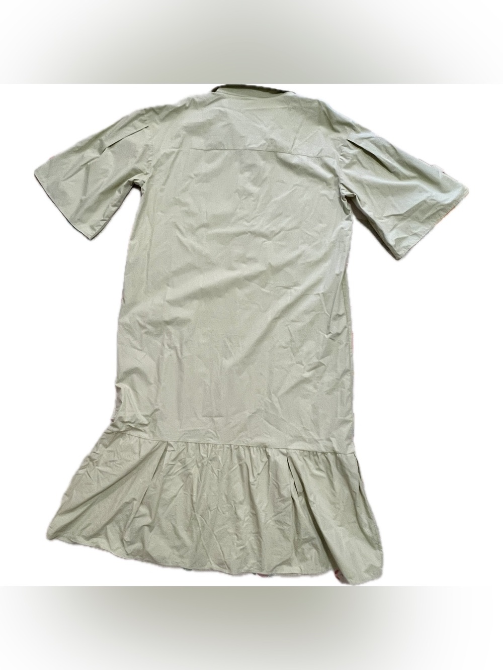 Mango MNG Oversized Short Sleeve Green Ruffle Hem Shirt Dress US Women’s 10 EUC - Picture 3 of 13